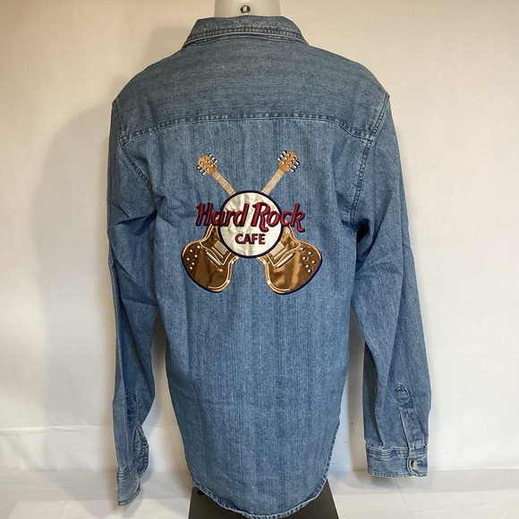 Hard Rock Cafe Tops - Nashville Tennessee Vintage Hard Rock Cafe Denim Shirt Embroidery womens large